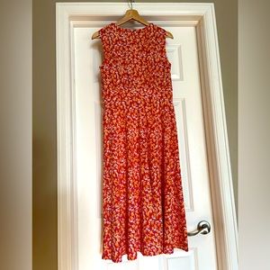 London Times. Pink and orange floral jersey dress, size 6.
